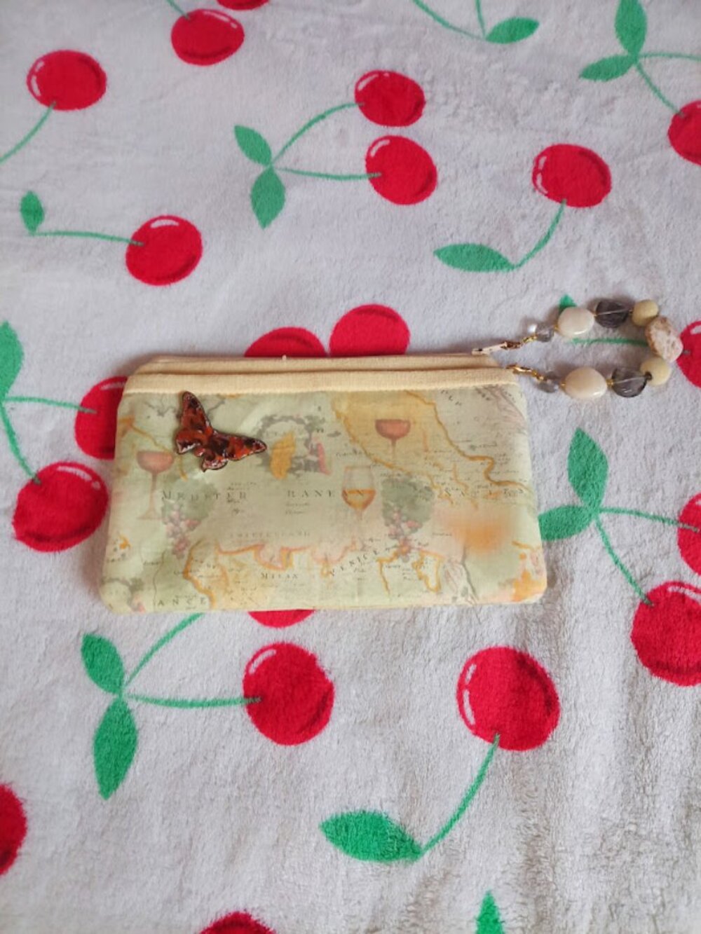 vintage tuscan style butterfly zipper handbag pouch (brand unknown)